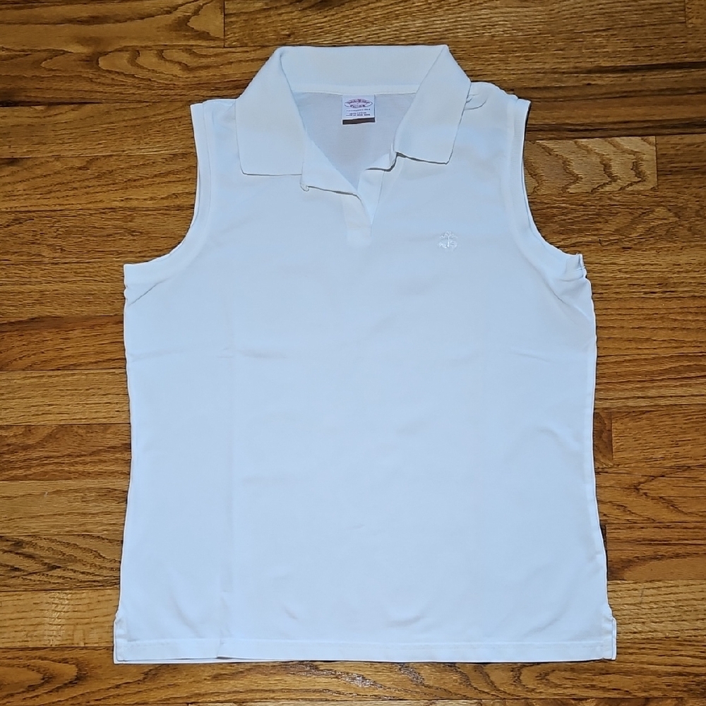 Brooks Brothers White Sleeveless Performance Polo